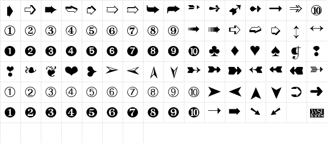 Dingbats Regular  glyph index