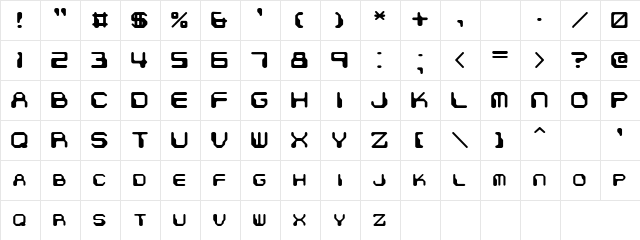 Bulged Bullets Regular  glyph index