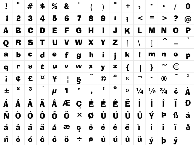 Alor Normal  glyph index