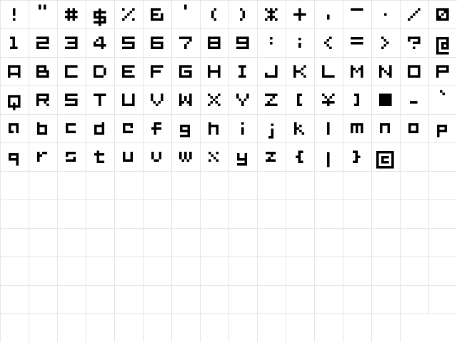 D3 Littlebitmapism Suquare Regular  glyph index