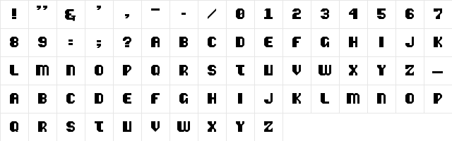 Vipond Octic Regular  glyph index