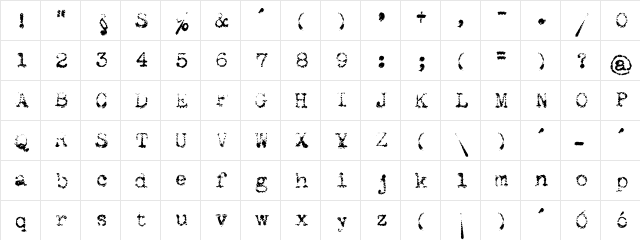 Maszyna Royal Light Regular  glyph index