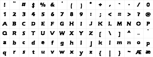 Hyde (BRK) Regular  glyph index