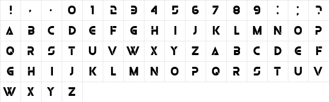 Olga Bold  glyph index