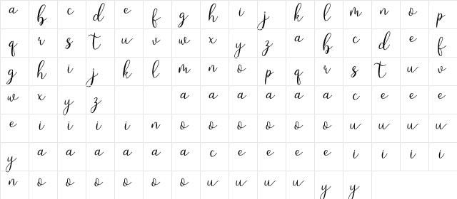 Loveyou Regular  glyph index