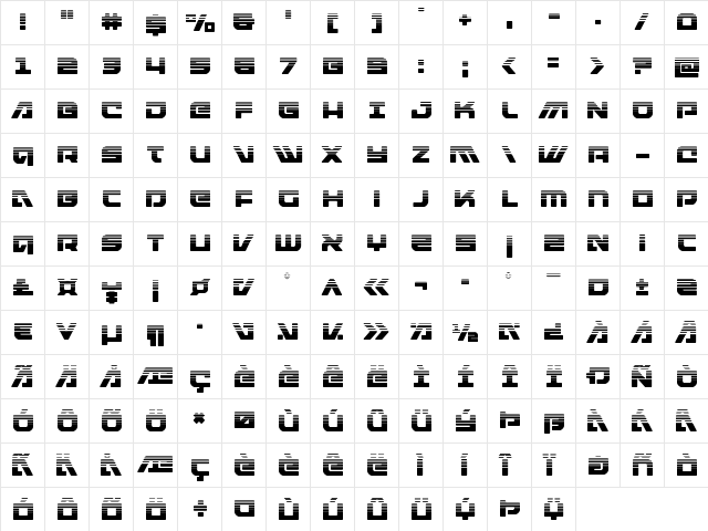 Armed Lightning Halftone Regular  glyph index