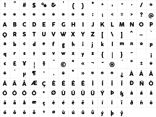 Cocogoose Classic Trial ExtraBold  glyph index