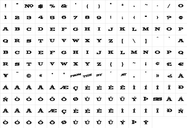 LHF Fancy Full Round BOLD Regular  glyph index