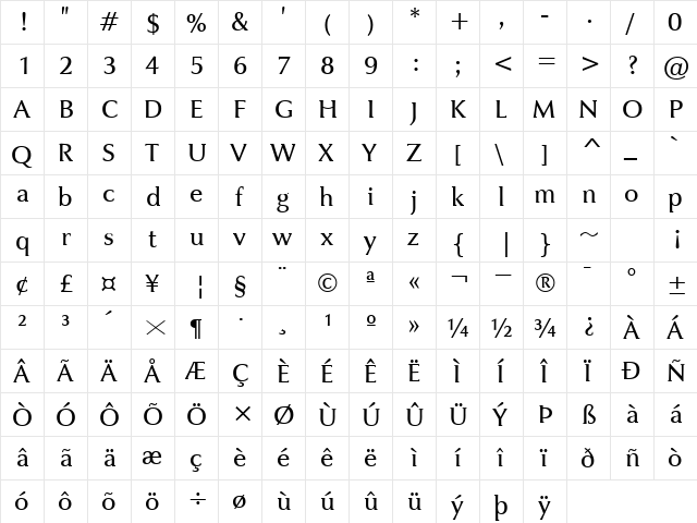 JaguarJC Book  glyph index