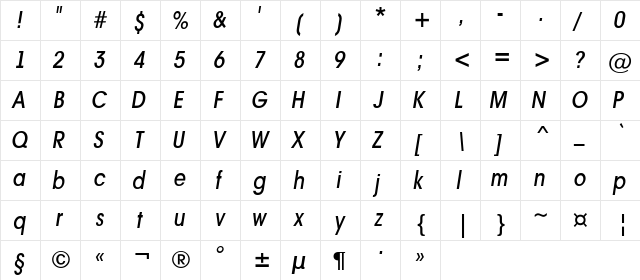 a_AvanteNrMedium Italic  glyph index