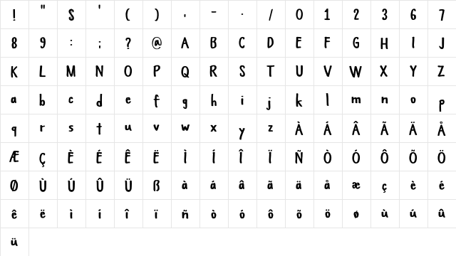 Himawari Script DEMO Regular  glyph index