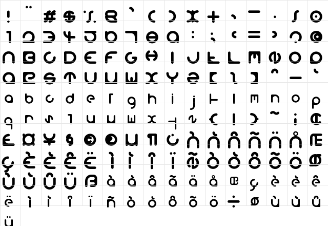 M150SimpleRoundFont Regular  glyph index