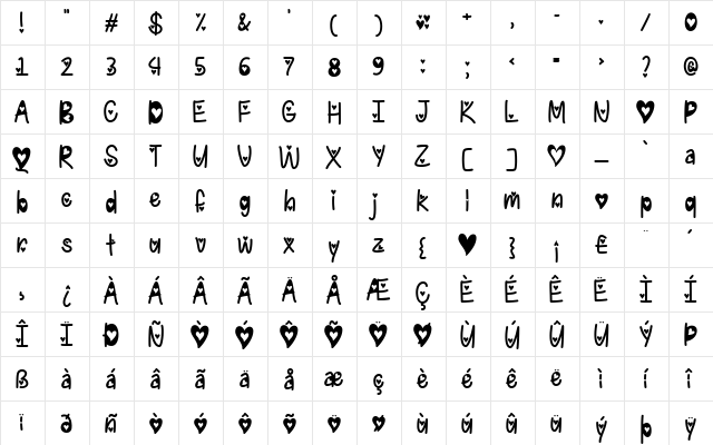 I Found My Valentine Hearted Regular  glyph index