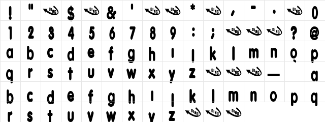 BrokenPromise Regular  glyph index
