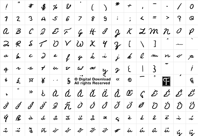 Jeffersonian Regular  glyph index