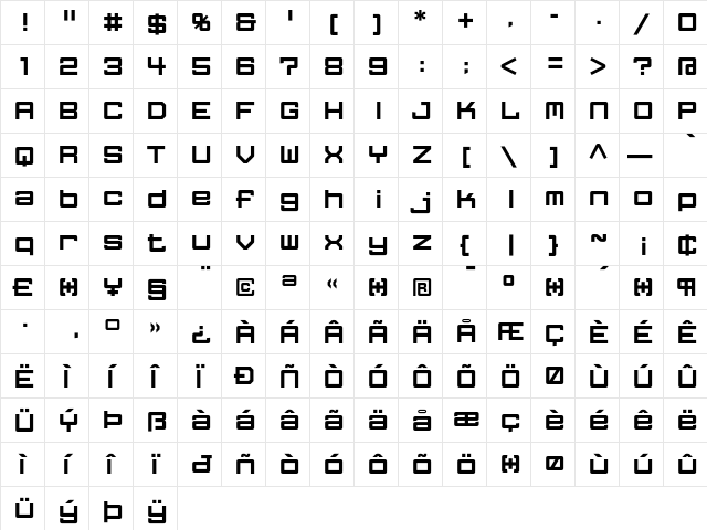 FFGothic OneTwo  glyph index