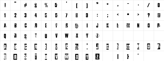 Space Creatures Regular  glyph index