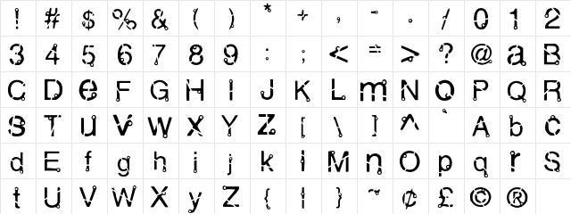 Mutant Regular  glyph index