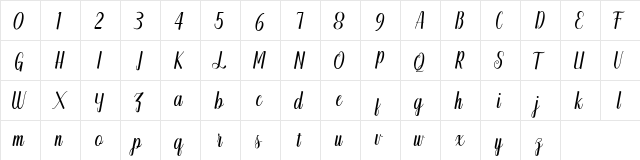 mahony Regular  glyph index