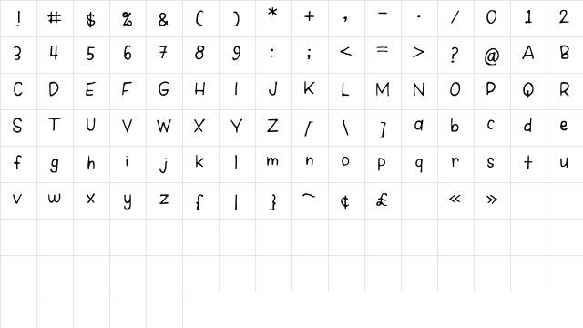 New_Girl Medium  glyph index