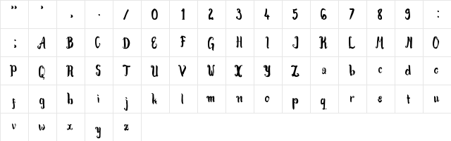 Kracktone Regular  glyph index