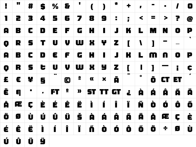 MorganBig Black  glyph index