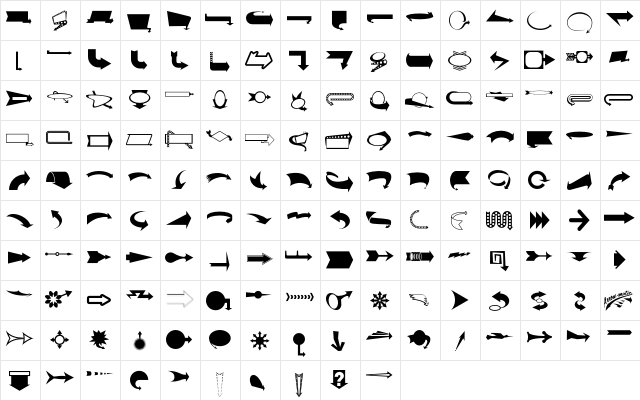ArrowMatic Regular  glyph index