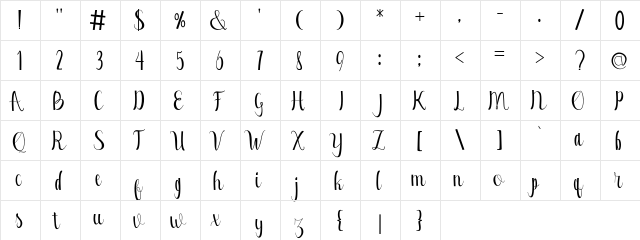 Cabbage Free Regular  glyph index