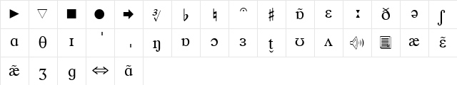 Oupbats Regular  glyph index