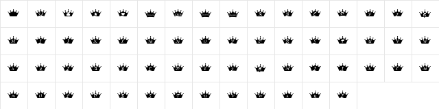 KR PRincEsS Regular  glyph index