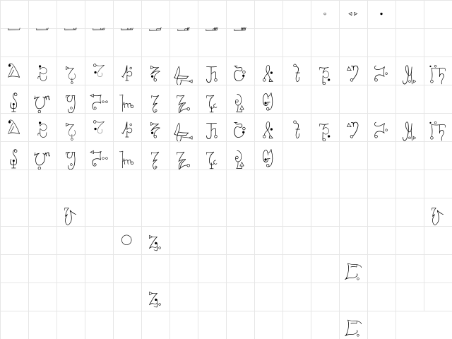 Zhayad Normal Medium  glyph index