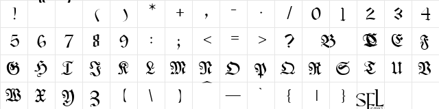 Franconian Regular  glyph index