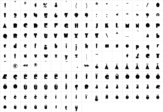 TR Airmole Regular  glyph index