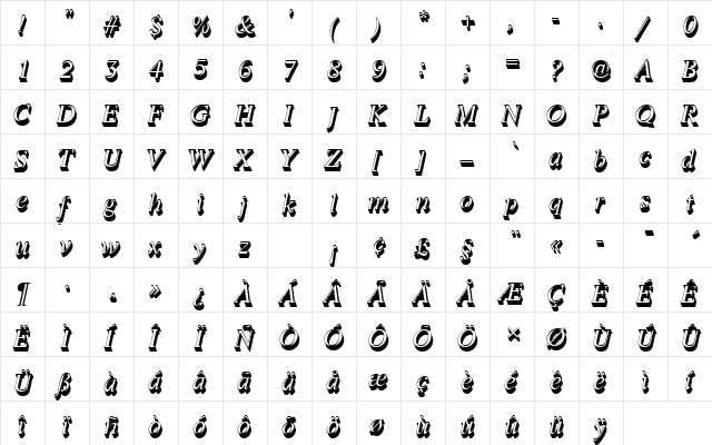 LifeTRegItaSh1 Regular  glyph index