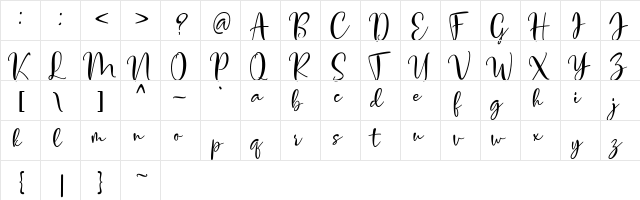 Vettorell free Regular  glyph index