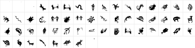 Shamanbats Regular  glyph index