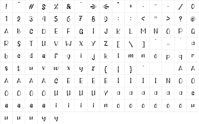 UNICORN STYLE Regular  glyph index