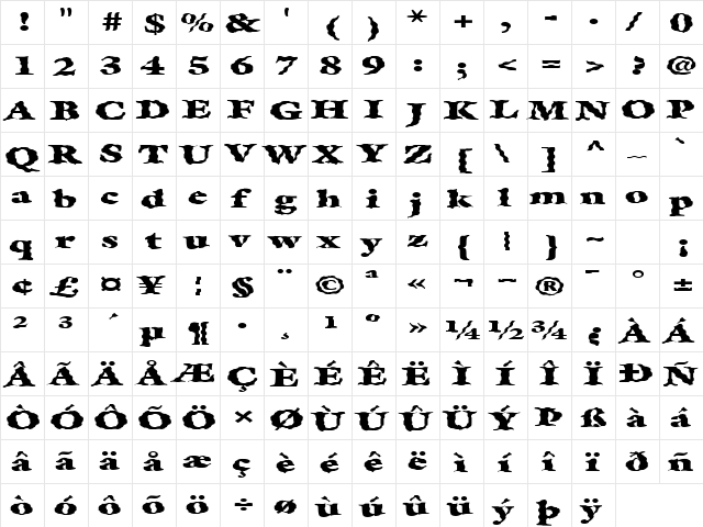 FZ ROMAN 26 WAVEY EX Normal  glyph index