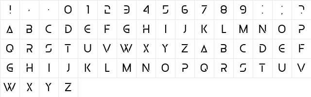 Olga Light  glyph index