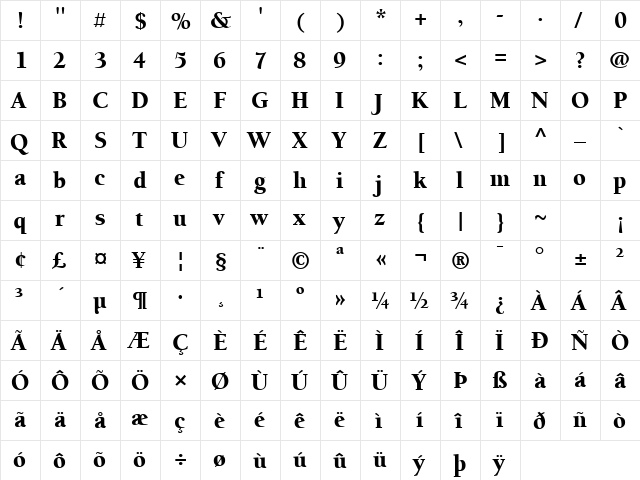 FZ ROMAN 24 Normal  glyph index