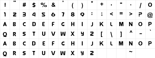 Manchury Regular  glyph index