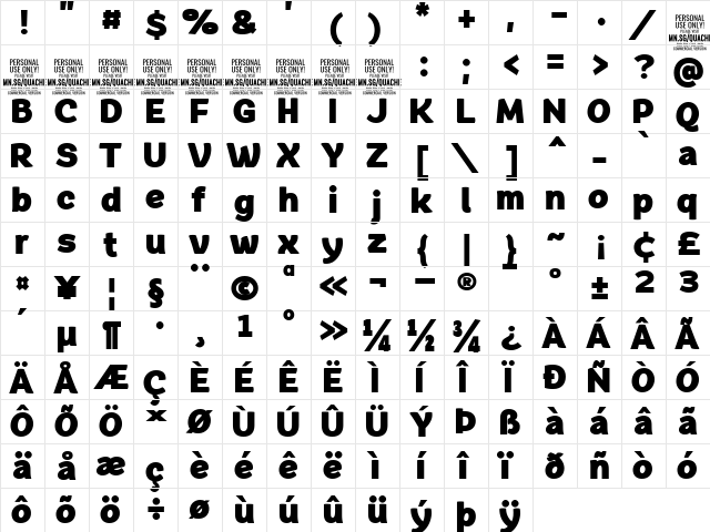 Quache Heavy Condensed  glyph index