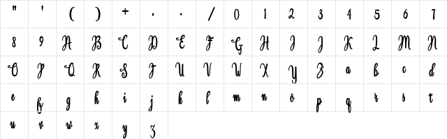 Magdalen Free Regular  glyph index