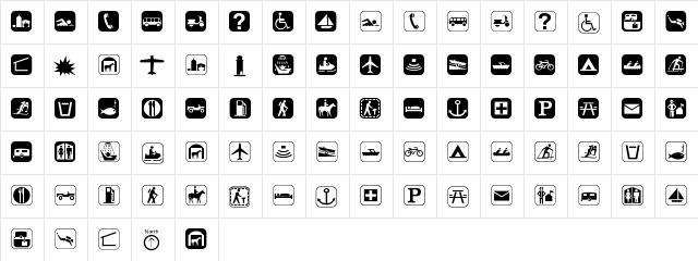 Parksymbol Regular  glyph index