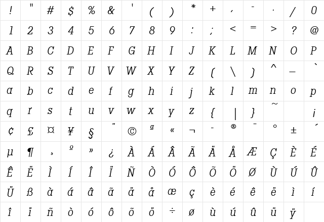 LubalinGraphCdITCTT Regular  glyph index