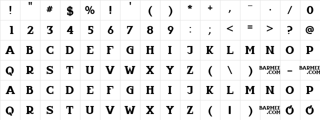 Infantyl Regular  glyph index