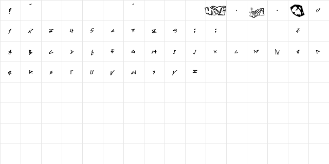 ANS harlem Regular  glyph index