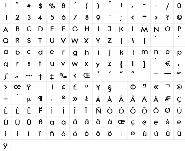 Litera-Heavy Regular  glyph index
