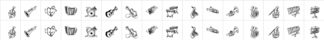KR Music Class Regular  glyph index