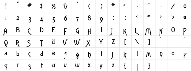 Blonde Regular  glyph index